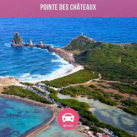 Le Sable Bleu - Evasion Tropicale A Sainte-Anne - Plage 5Min - Piscine - Parking - Logement Climatise - Vue Sur Les Palmiers - Parfait Pour Sejours En Famille Ou Entre Amis 外观 照片