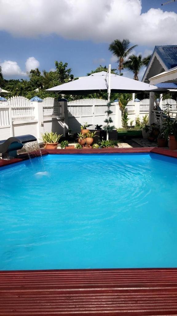Le Sable Bleu - Evasion Tropicale A Sainte-Anne - Plage 5Min - Piscine - Parking - Logement Climatise - Vue Sur Les Palmiers - Parfait Pour Sejours En Famille Ou Entre Amis 外观 照片