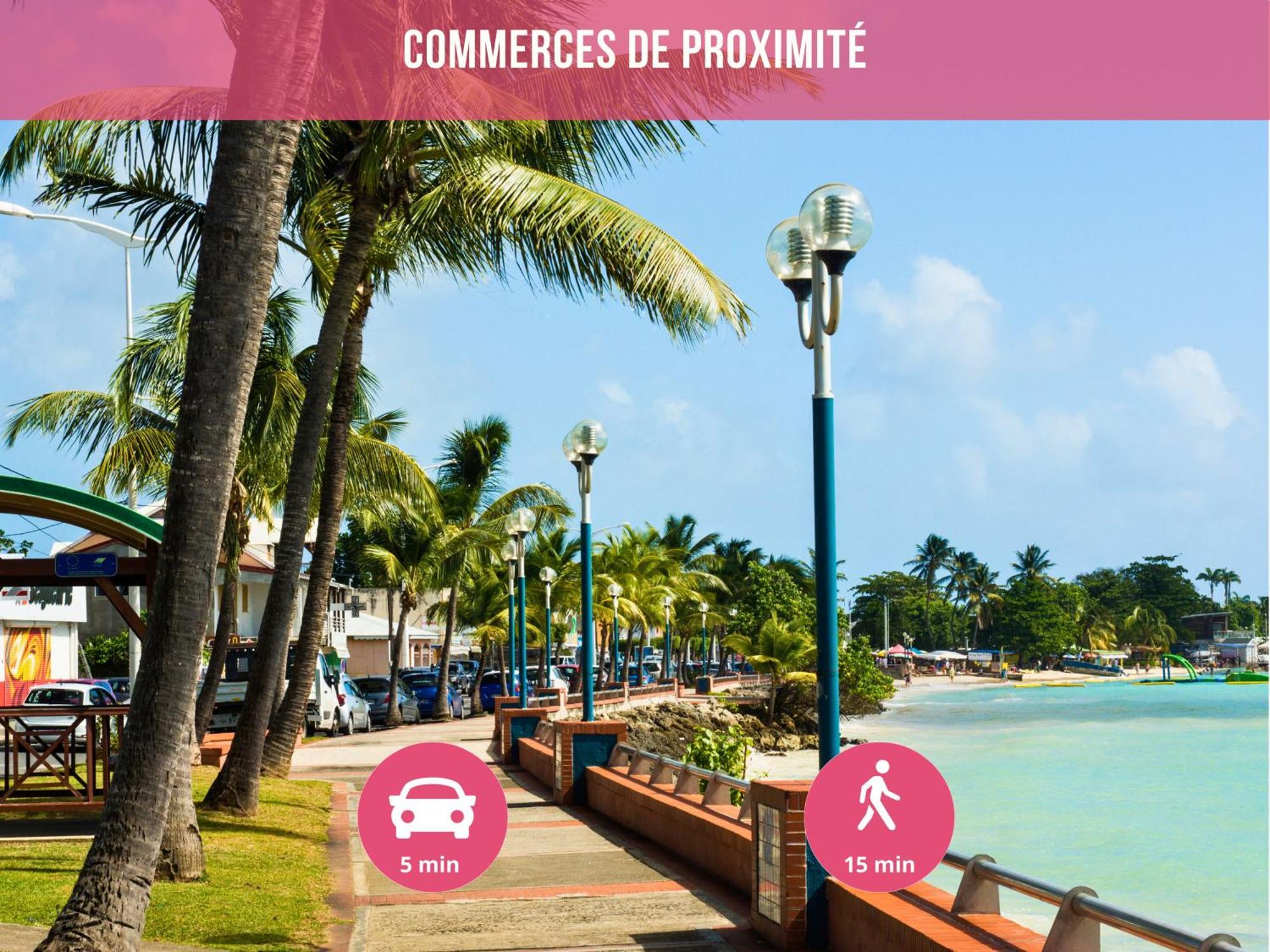 Le Sable Bleu - Evasion Tropicale A Sainte-Anne - Plage 5Min - Piscine - Parking - Logement Climatise - Vue Sur Les Palmiers - Parfait Pour Sejours En Famille Ou Entre Amis 外观 照片